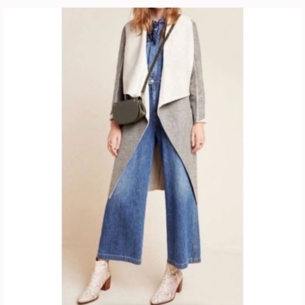 Anthropologie Amadi Coat Sz Medium Camilla Gray Faux Suede